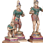 Brass Ram Darbar Meenakari Stonework 23 Inch - Temple Grade Art | Jaipurio